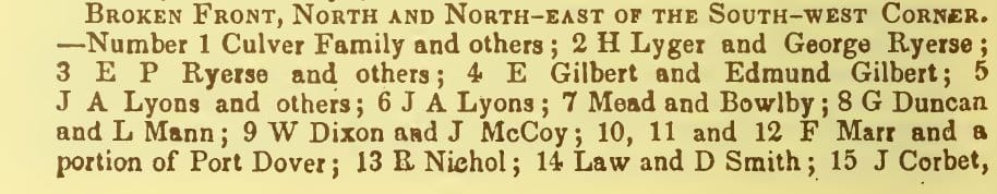 “Number 1 Culver Family and others” — the undivided estate of Jabez B. and Hannah on the Woodhouse Broken Front, as the enumerator found it.