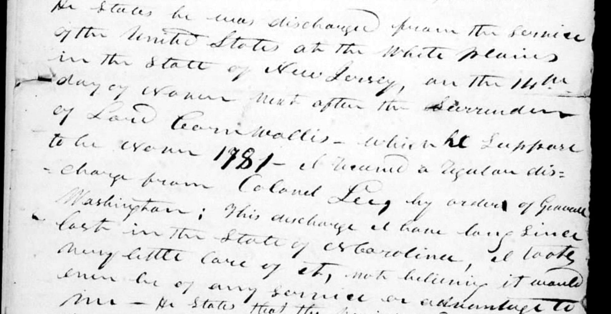 The 1832 declaration's account of the discharge lost in North Carolina