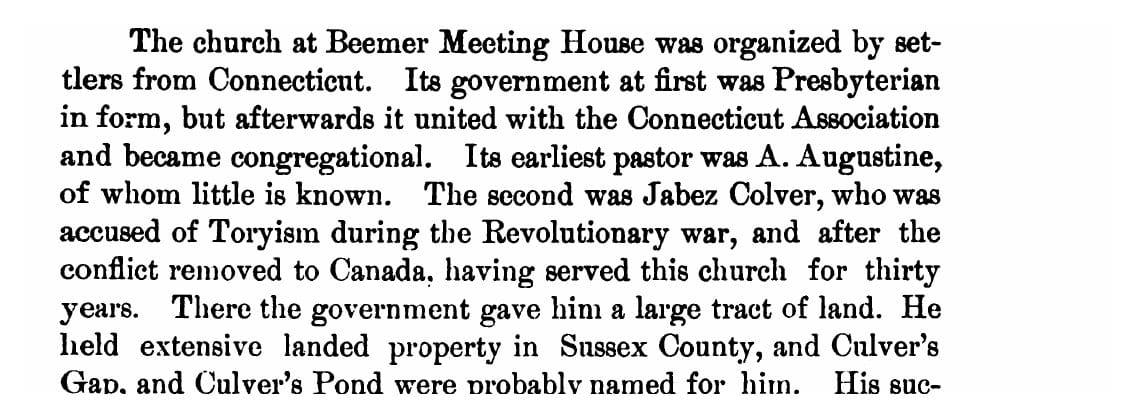 Haines, Hardyston Memorial, 1888, page 131, on the Beemer Meeting House